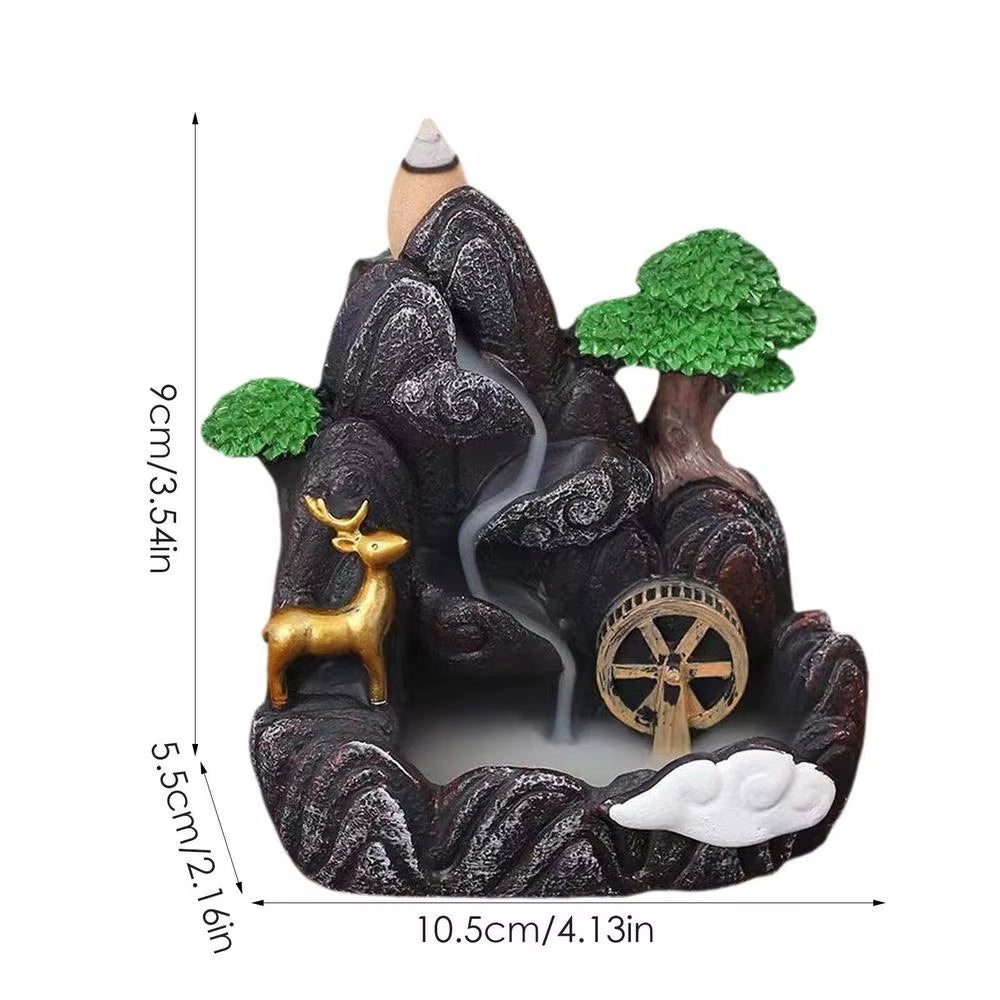 Backflow Incense Burner Resin Incense Waterfall Burner Indoor Smoke Incense Holder Cones Aromatherapy for Bedroom Home Decor