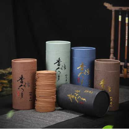 F 120Pcs/Box Natural Handmade Sandalwood Coils Incense Aromatherapy Kitchen WC Bedroom Bathroom Antiseptic Refreshing Incenses