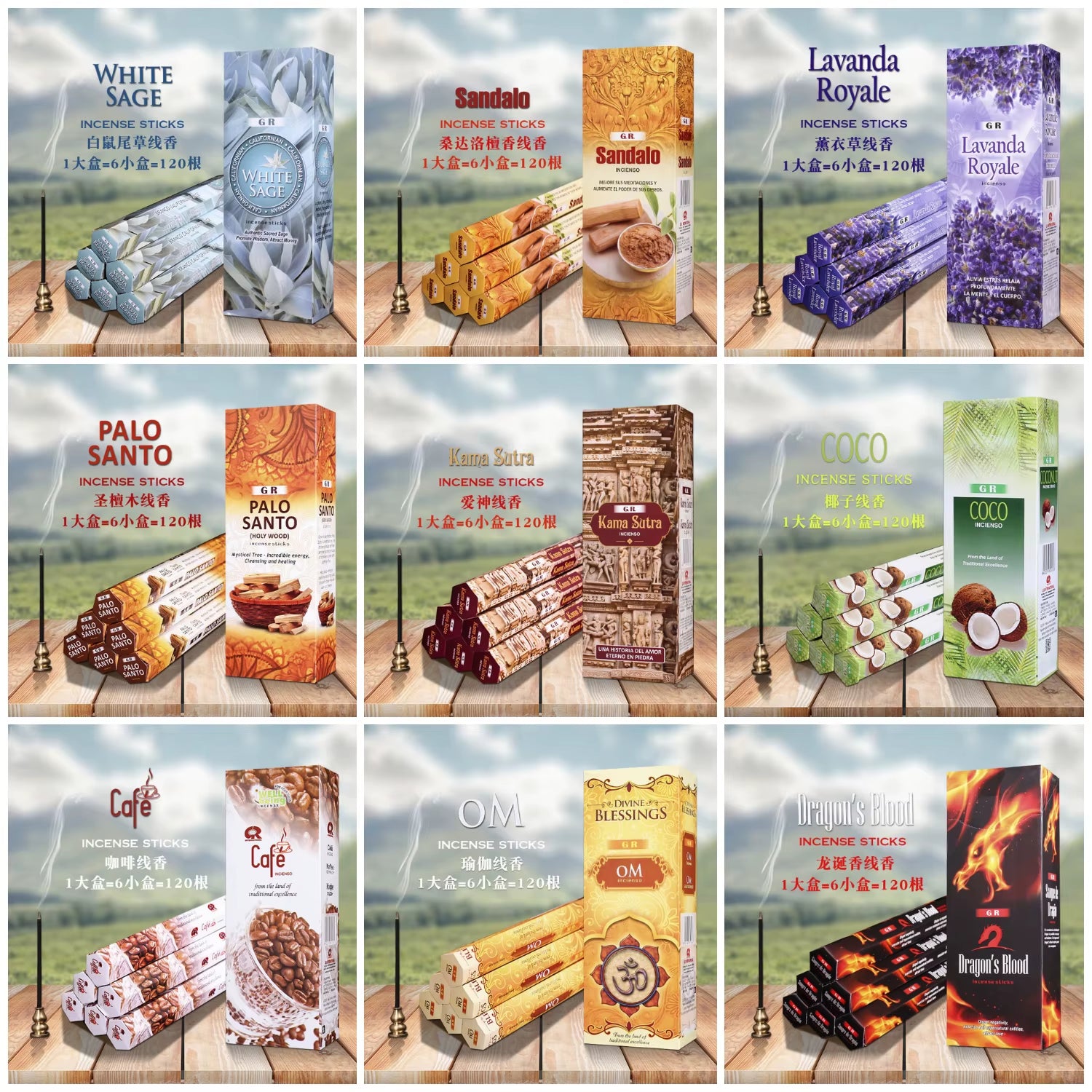 T68 20 Sticks per Box Fragrances India Incense Stick Handmade Aromatherapy Sticks Sandalwood Lavender Meditation Incenses