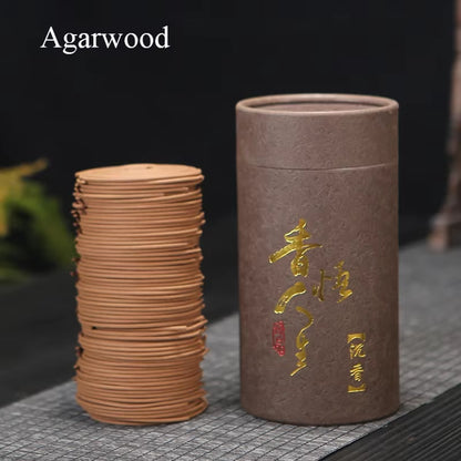F 120Pcs/Box Natural Handmade Sandalwood Coils Incense Aromatherapy Kitchen WC Bedroom Bathroom Antiseptic Refreshing Incenses