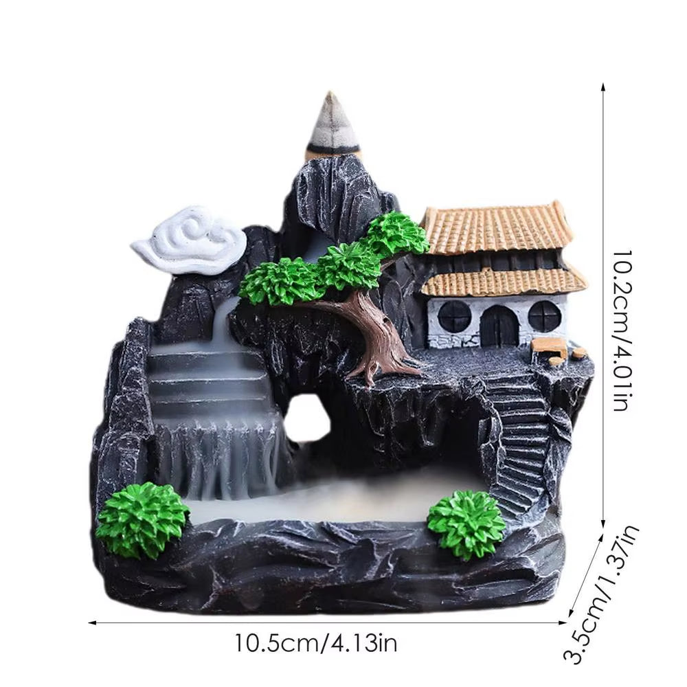 Backflow Incense Burner Resin Incense Waterfall Burner Indoor Smoke Incense Holder Cones Aromatherapy for Bedroom Home Decor