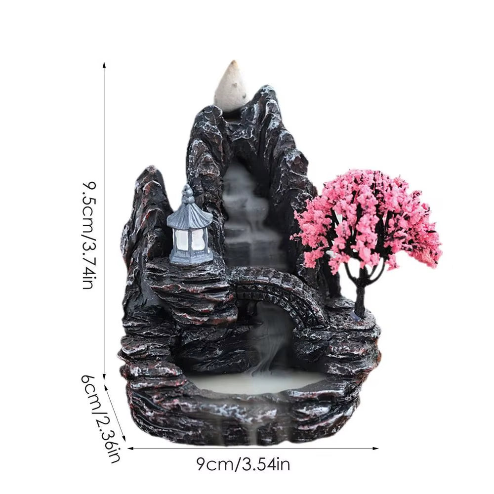 Backflow Incense Burner Resin Incense Waterfall Burner Indoor Smoke Incense Holder Cones Aromatherapy for Bedroom Home Decor