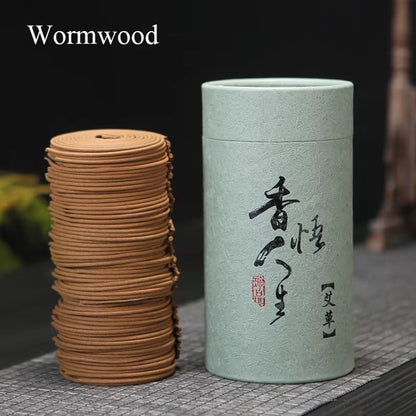 F 120Pcs/Box Natural Handmade Sandalwood Coils Incense Aromatherapy Kitchen WC Bedroom Bathroom Antiseptic Refreshing Incenses