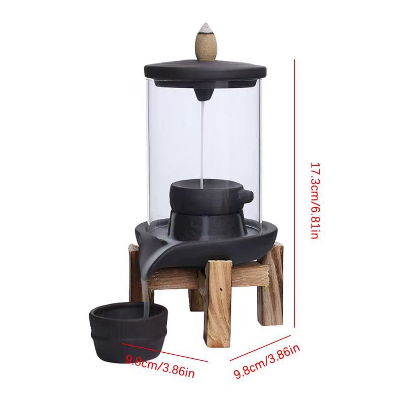 Creative Home Decorations Windproof Backflow Incense Burner Desktop Lucky Peaceful Ornaments Indoor Incense Fountain&Candlestick