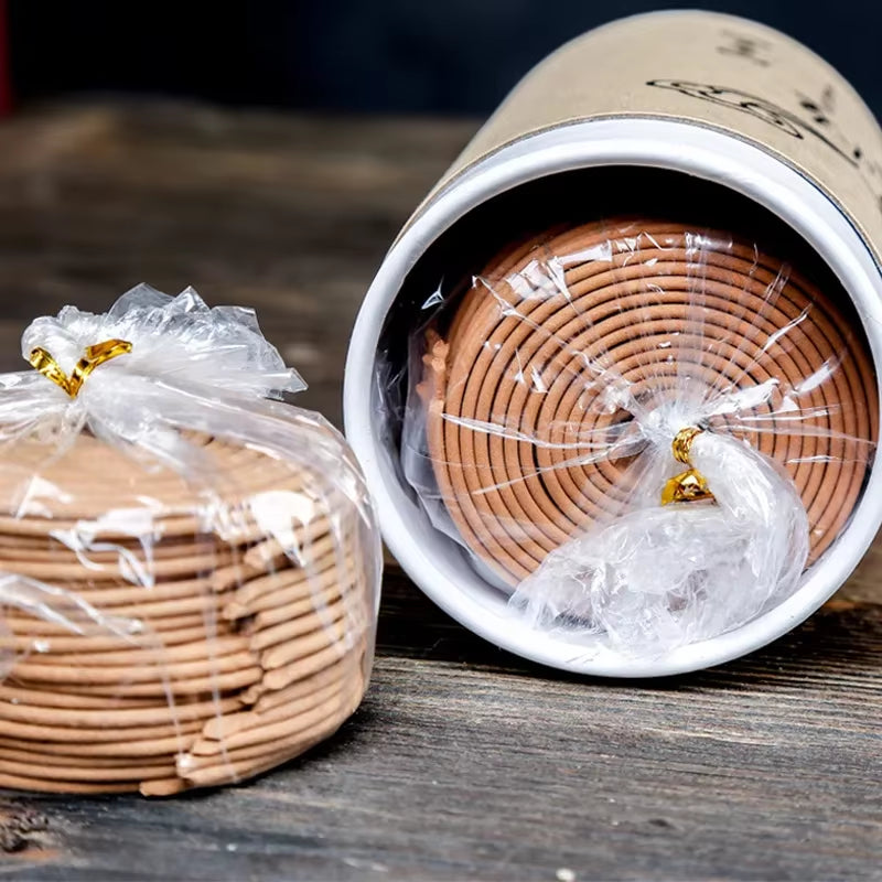 F 120Pcs/Box Natural Handmade Sandalwood Coils Incense Aromatherapy Kitchen WC Bedroom Bathroom Antiseptic Refreshing Incenses