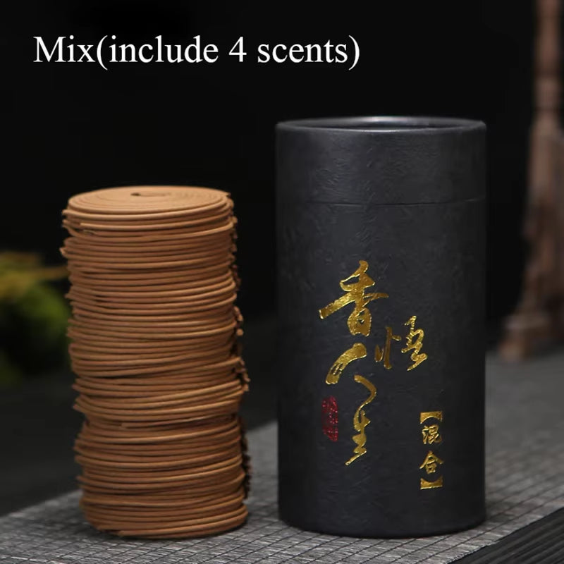 F 120Pcs/Box Natural Handmade Sandalwood Coils Incense Aromatherapy Kitchen WC Bedroom Bathroom Antiseptic Refreshing Incenses