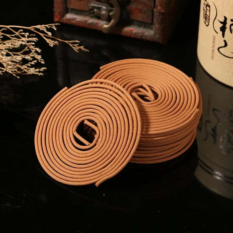 F 120Pcs/Box Natural Handmade Sandalwood Coils Incense Aromatherapy Kitchen WC Bedroom Bathroom Antiseptic Refreshing Incenses