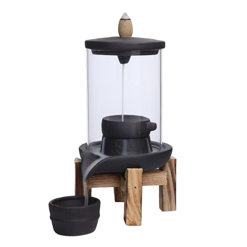 Creative Home Decorations Windproof Backflow Incense Burner Desktop Lucky Peaceful Ornaments Indoor Incense Fountain&Candlestick