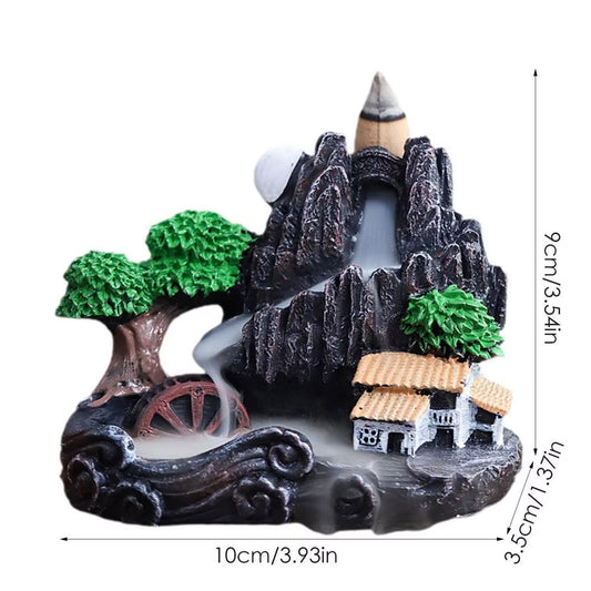 Backflow Incense Burner Resin Incense Waterfall Burner Indoor Smoke Incense Holder Cones Aromatherapy for Bedroom Home Decor