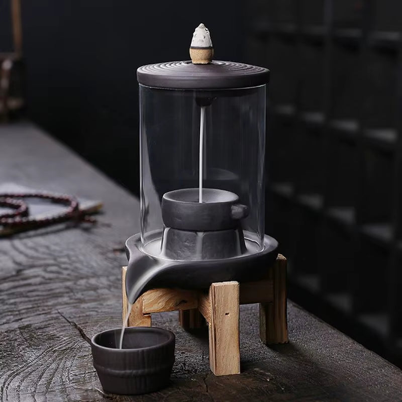 Creative Home Decorations Windproof Backflow Incense Burner Desktop Lucky Peaceful Ornaments Indoor Incense Fountain&Candlestick