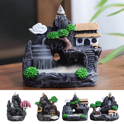Backflow Incense Burner Resin Incense Waterfall Burner Indoor Smoke Incense Holder Cones Aromatherapy for Bedroom Home Decor